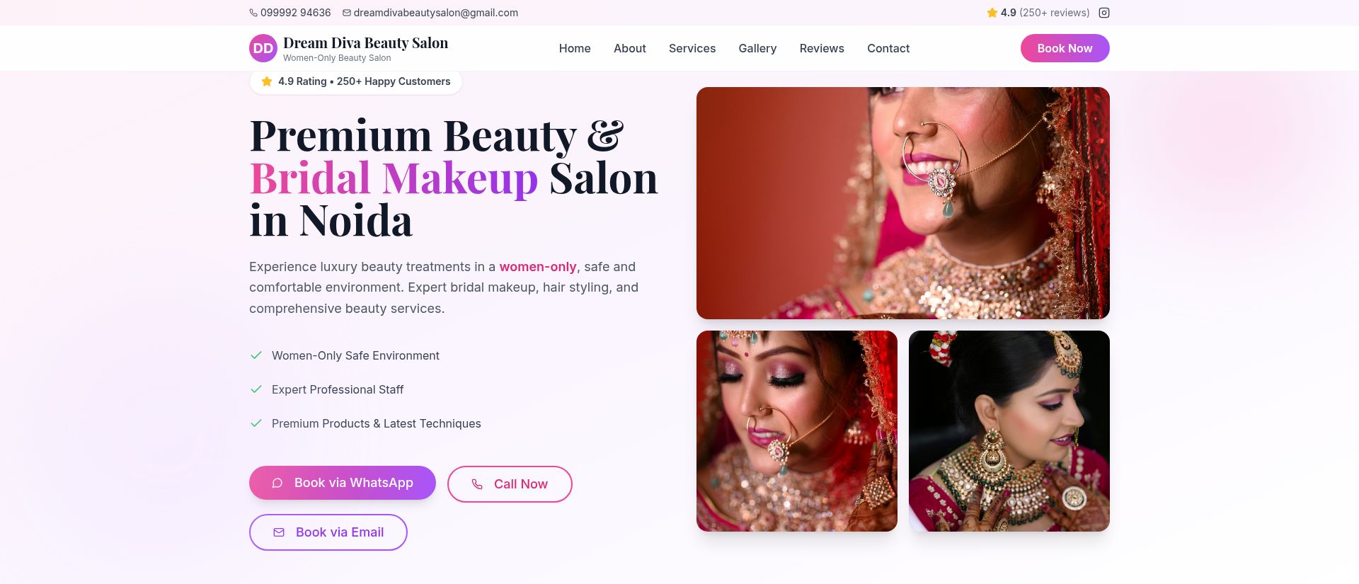 Dream Diva Beauty Salon — Beauty & Bridal Makeup website